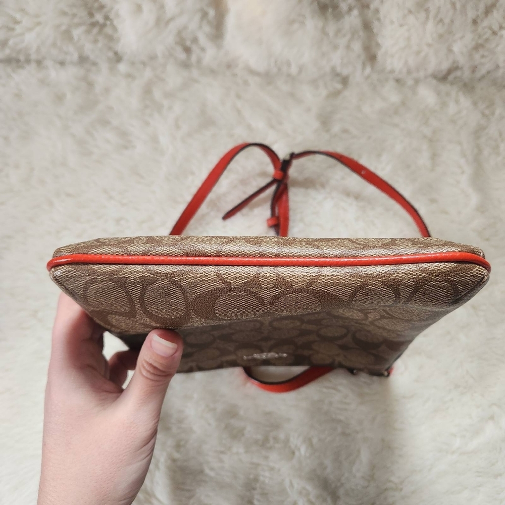 2015 COACH North/South Crossbody Signature Canvas – Khaki/Orange (Like New) - Picture 14 of 16